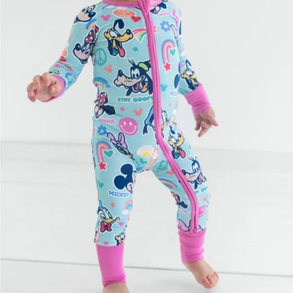 Little Sleepies Disney pink Mickeys Clubhouse 12-18month zippie
